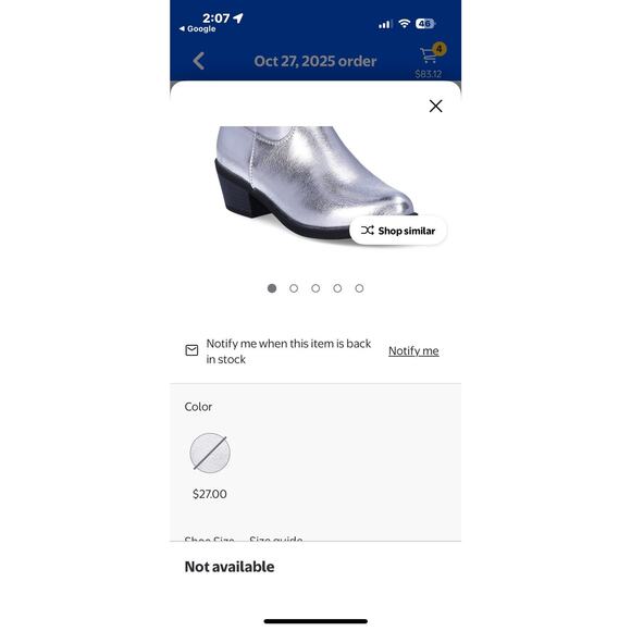 Girls NYC Silver Madden Tall Western Cowboy Boots Cowgirl Size 4 - Picture 6 of 6